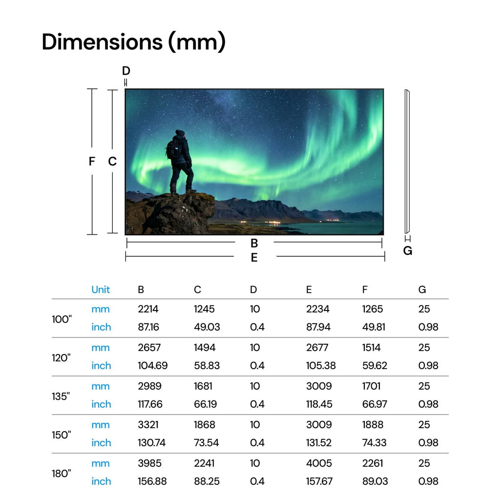 AWOL Valerion Pro 2+ PureVision Anti-Speckle Screen (Fixed Frame)