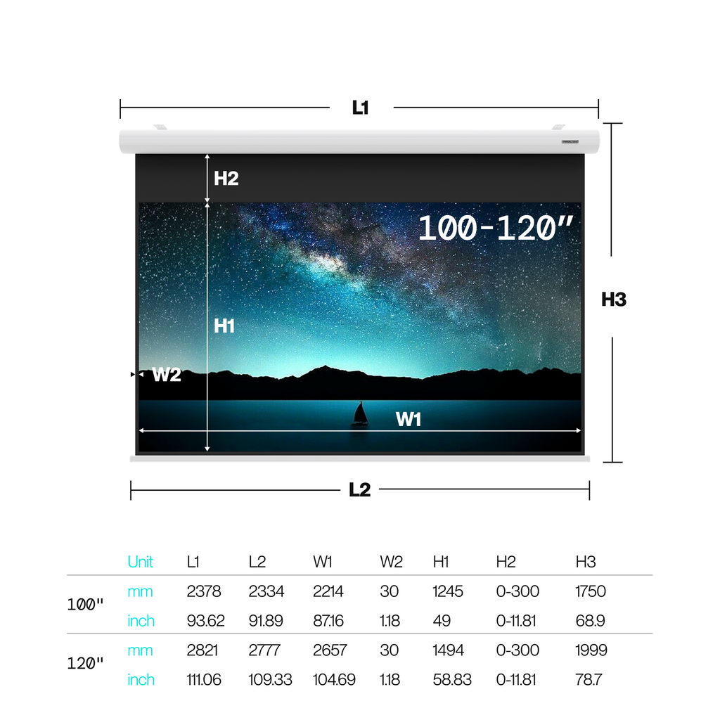 AWOL Valerion CineContrast Motorized Drop-Down Gray Fiberglass Screen