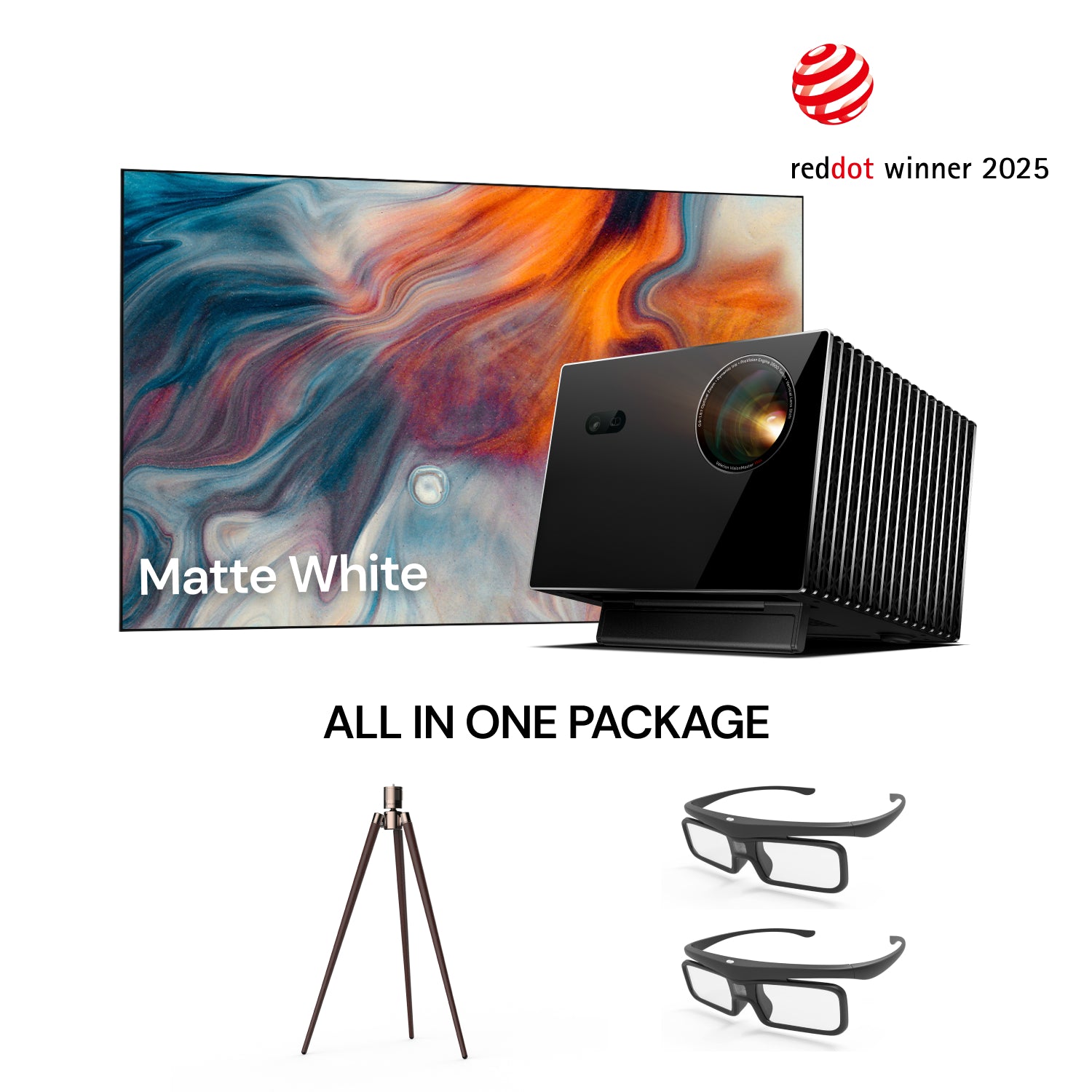 AWOL Valerion VisionMaster Max + Matte White Screen +Stand+3D Glasses(Up to 150‘)