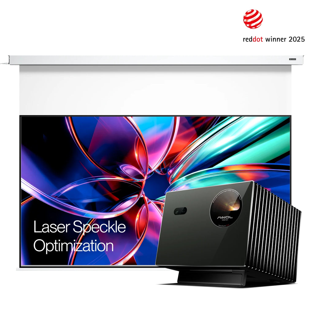 AWOL Valerion Pro 2 + PureVision Anti-Speckle Motorized Matte White Screen
