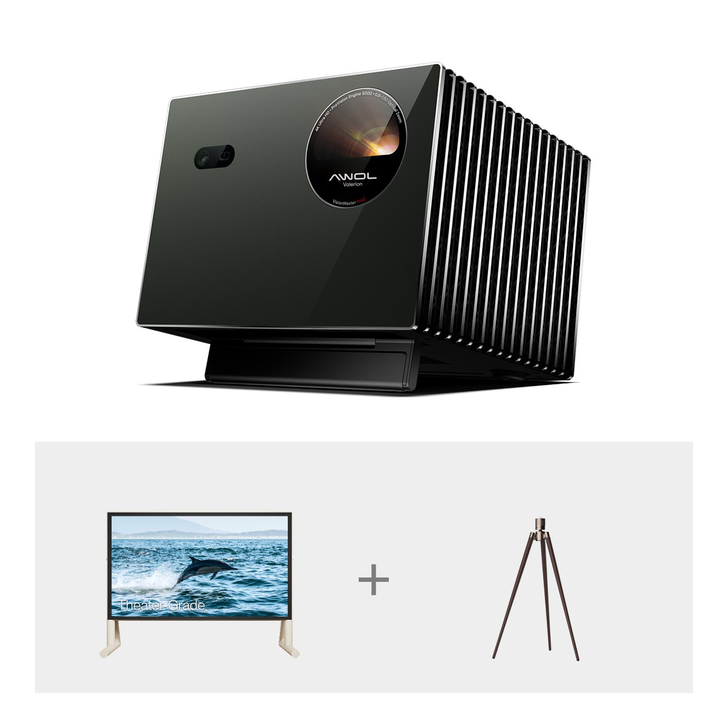 AWOL Valerion Pro 2+ AWOL Valerion Inflatable Outdoor Movie Screen + Walnut Tripod Stand