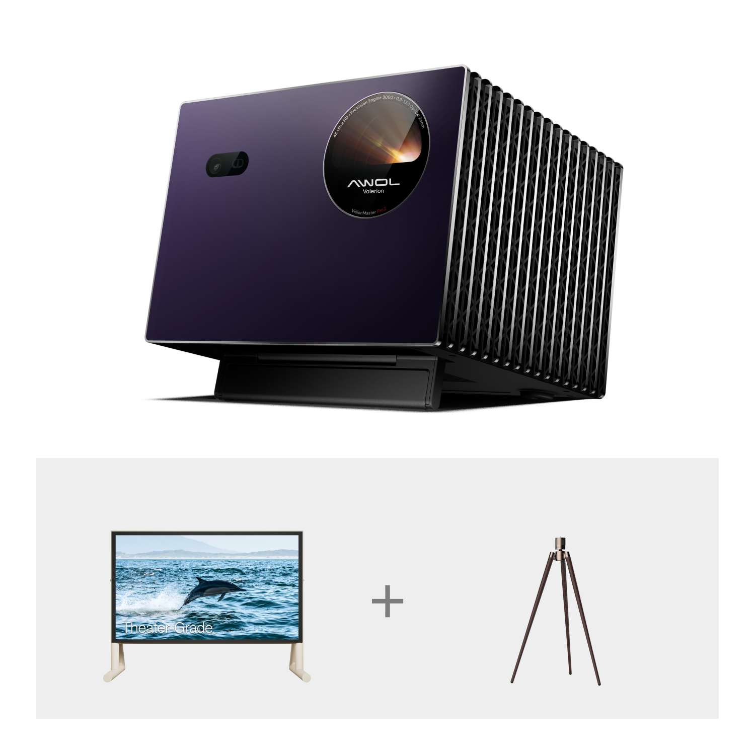 AWOL Valerion Pro 2+ AWOL Valerion Inflatable Outdoor Movie Screen + Walnut Tripod Stand