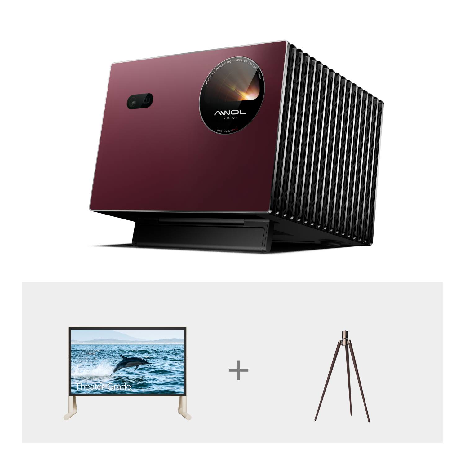 AWOL Valerion Pro 2+ AWOL Valerion Inflatable Outdoor Movie Screen + Walnut Tripod Stand